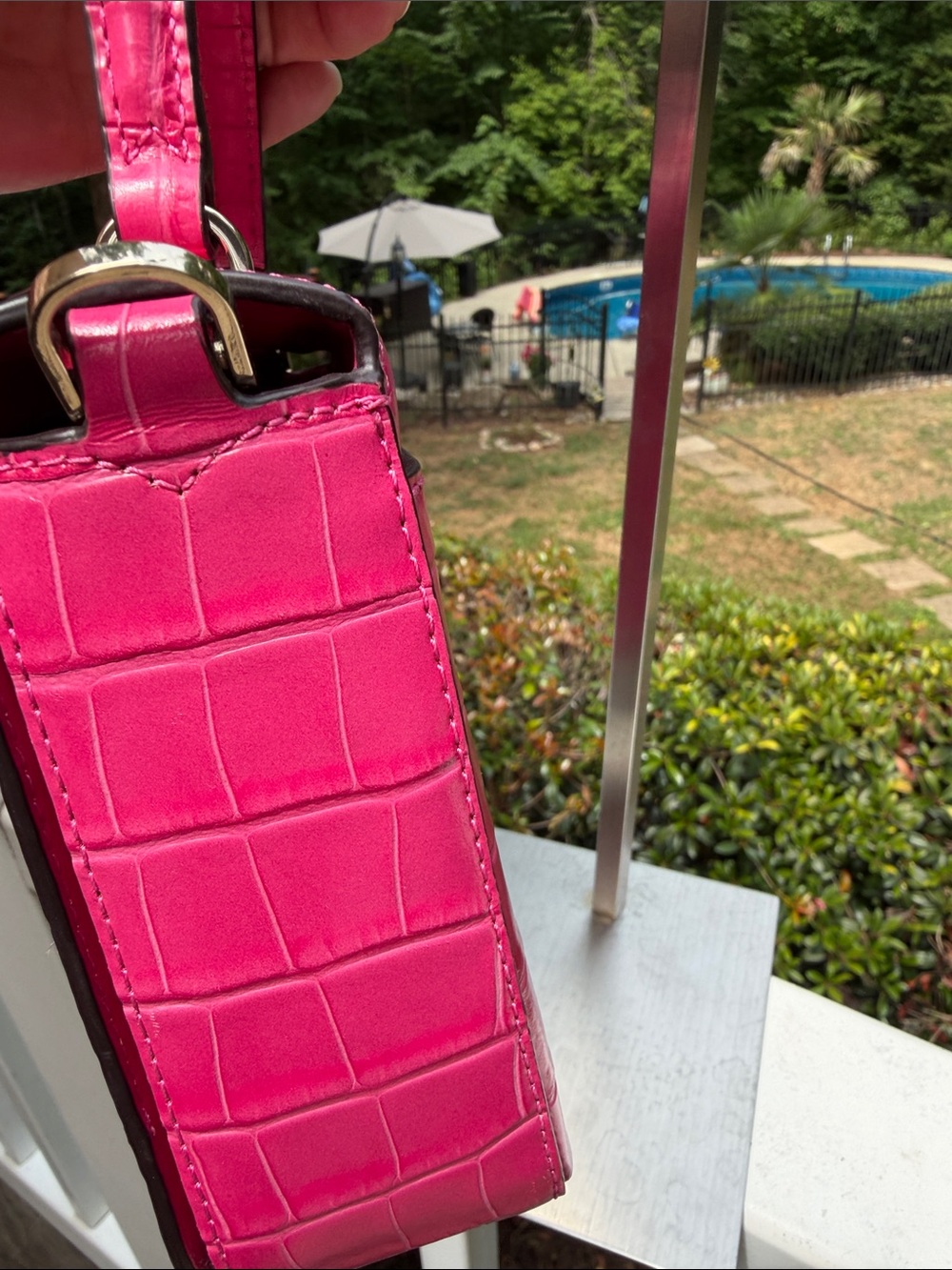 kate spade Hot Pink Croc-Embossed Mini Top-Handle Bag - Picture 14 of 17